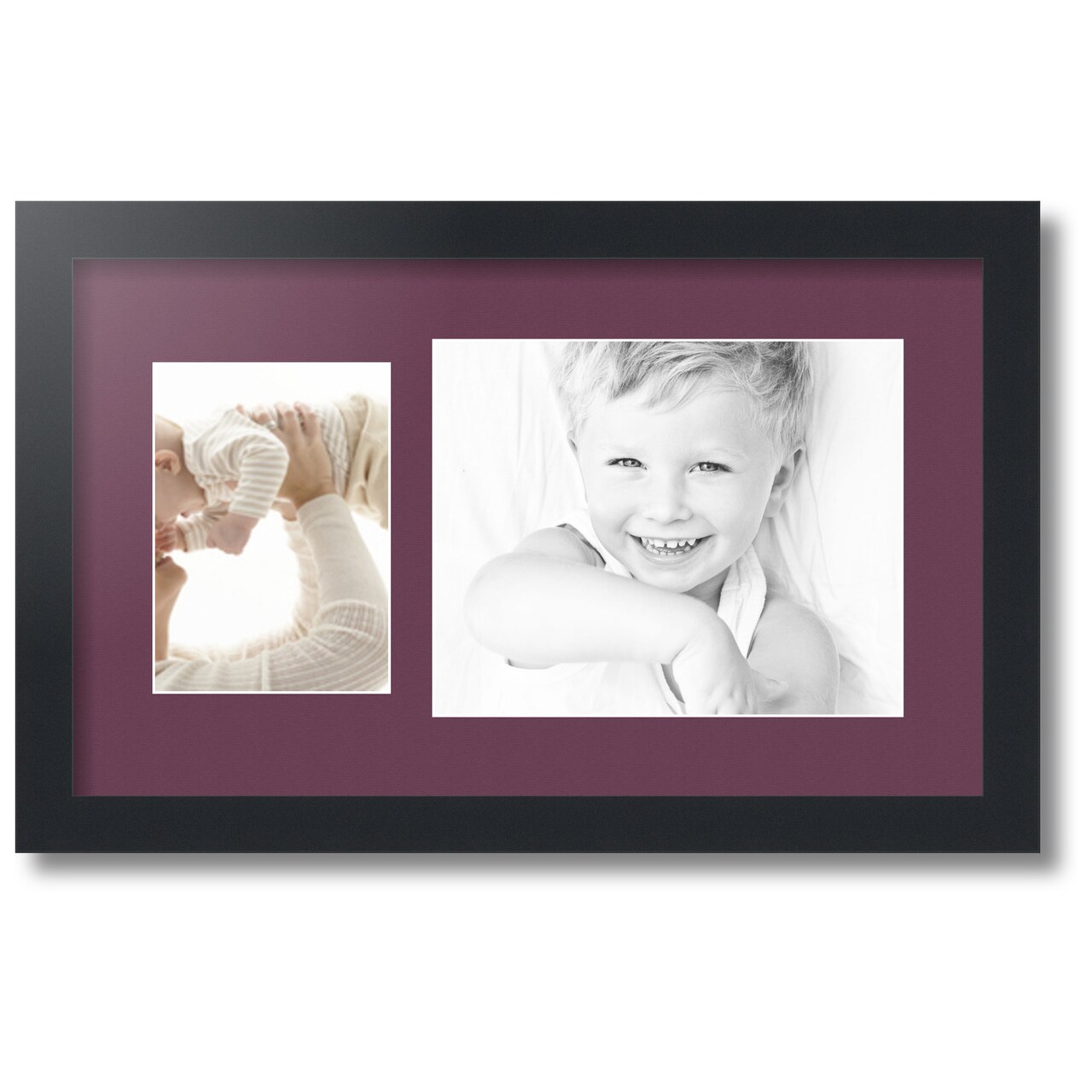 ArtToFrames Collage Photo Picture Frame with 1 - 5x7, 8x10 inch Openings, Framed in Black with Over 62 Mat Color Options and Regular Glass (CSM-3926-166)